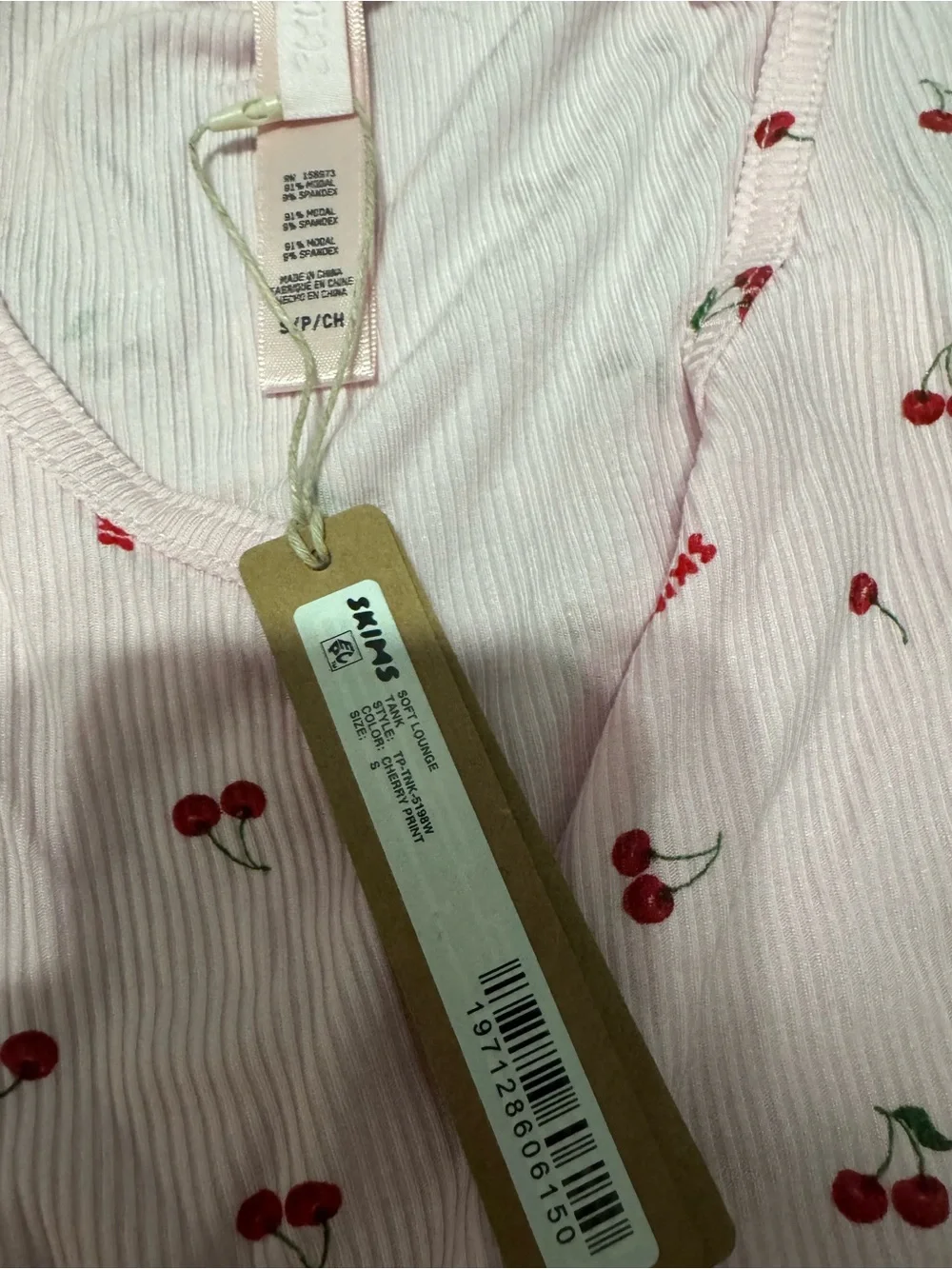 SKIMS Soft Lounge Tank in Cherry Print - Picture 2 of 3